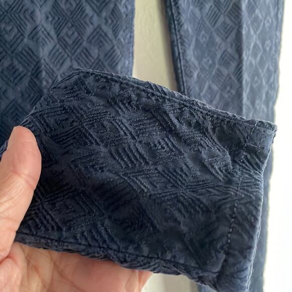 Pilcro and the Letterpress Script Jacquard Navy Blue Pants Size 25 Preppy Y2K - Picture 3 of 9